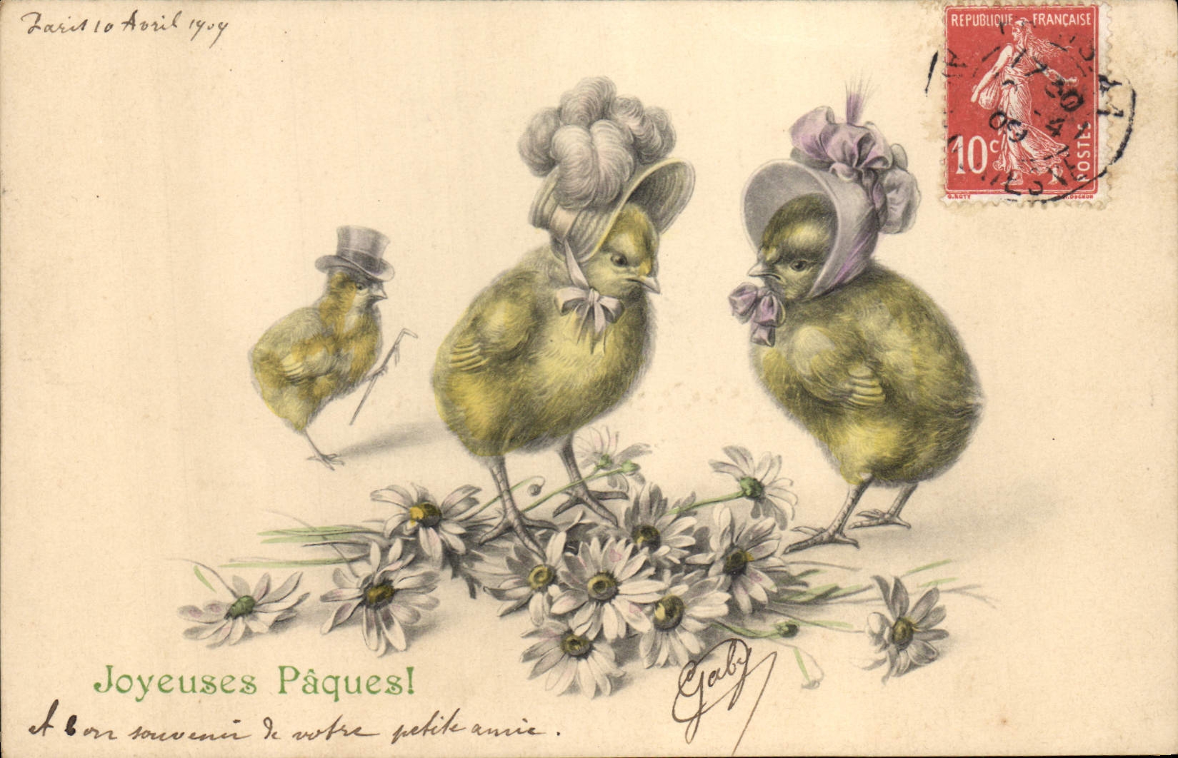 CPA Fantaisie Poussins Paques