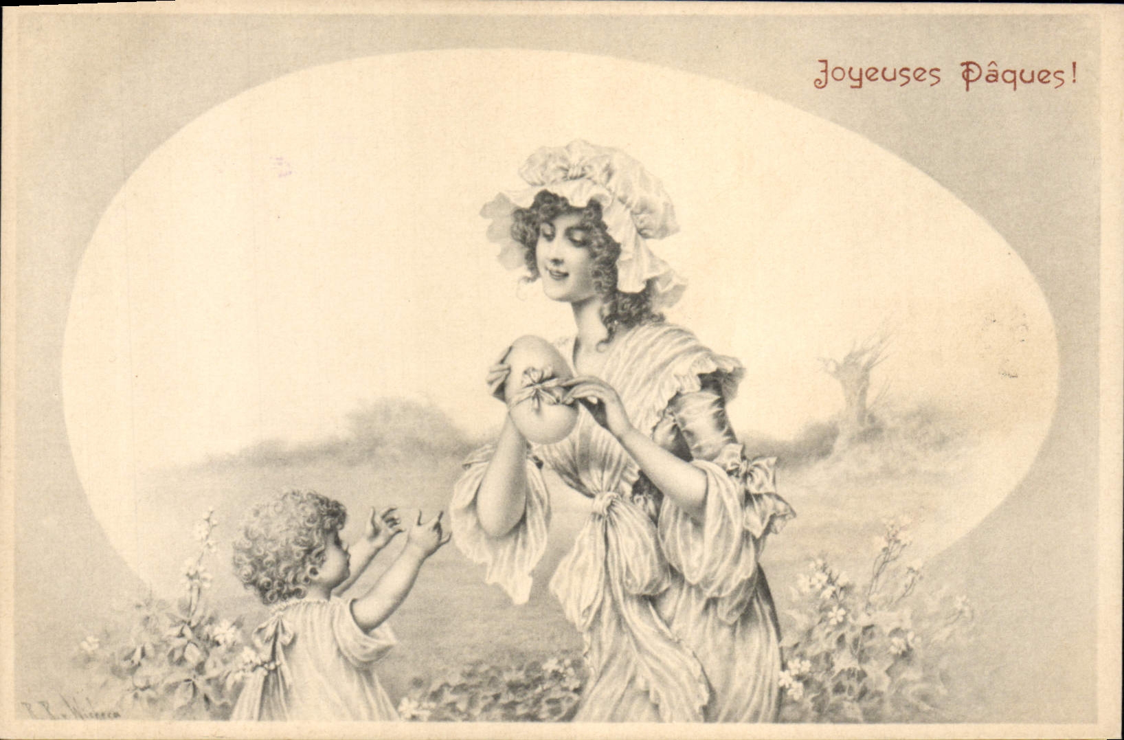 Femme et enfant avec œufs de Pâques — M. M. Vienne, n° 178
