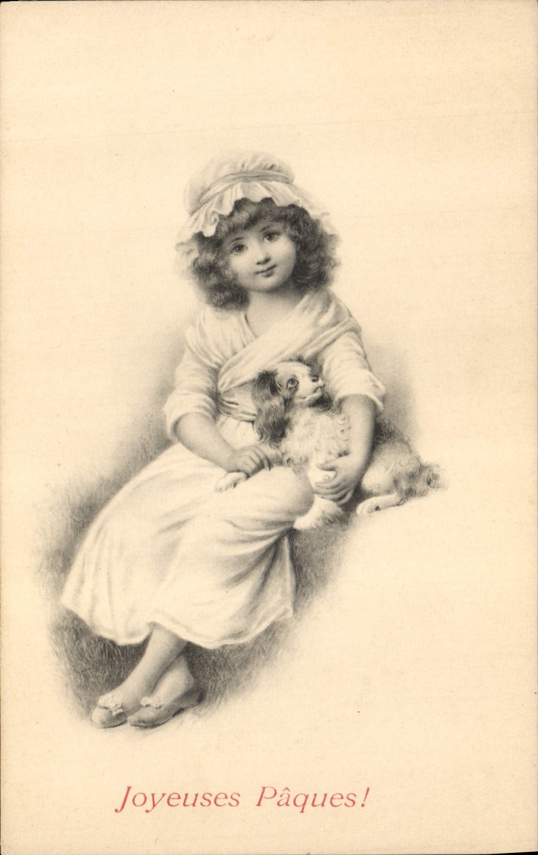 Fille avec chien — Joyeuses Pâques! — M. M. Vienne, Nr. 217