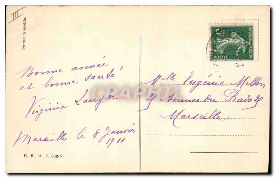 Deux jeunes filles avec des roses — Éditeur Schöll — N° III — Achterkant