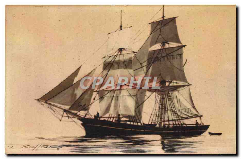 Brick — type de navire à deux mâts et voiles carrées — Collection de la Ligue Maritime et Coloniale - Anverso