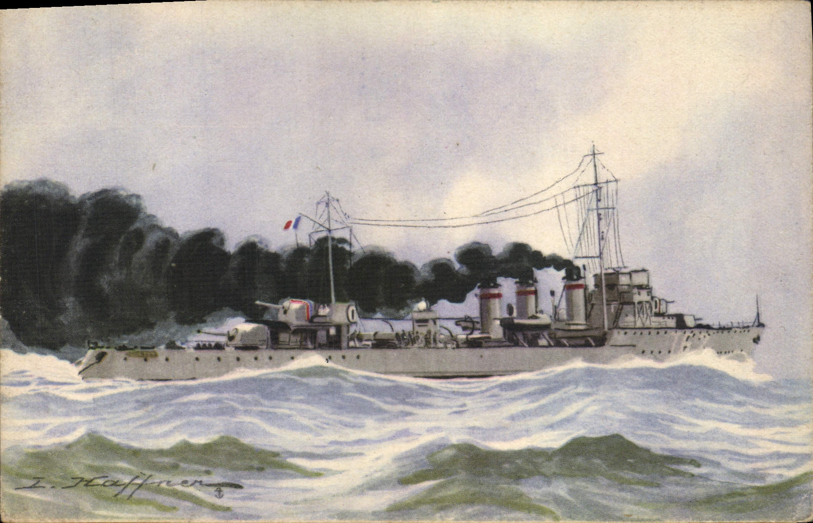 CPA Bateau Guerre Illustrateur Haffner Torpilleur Siroco