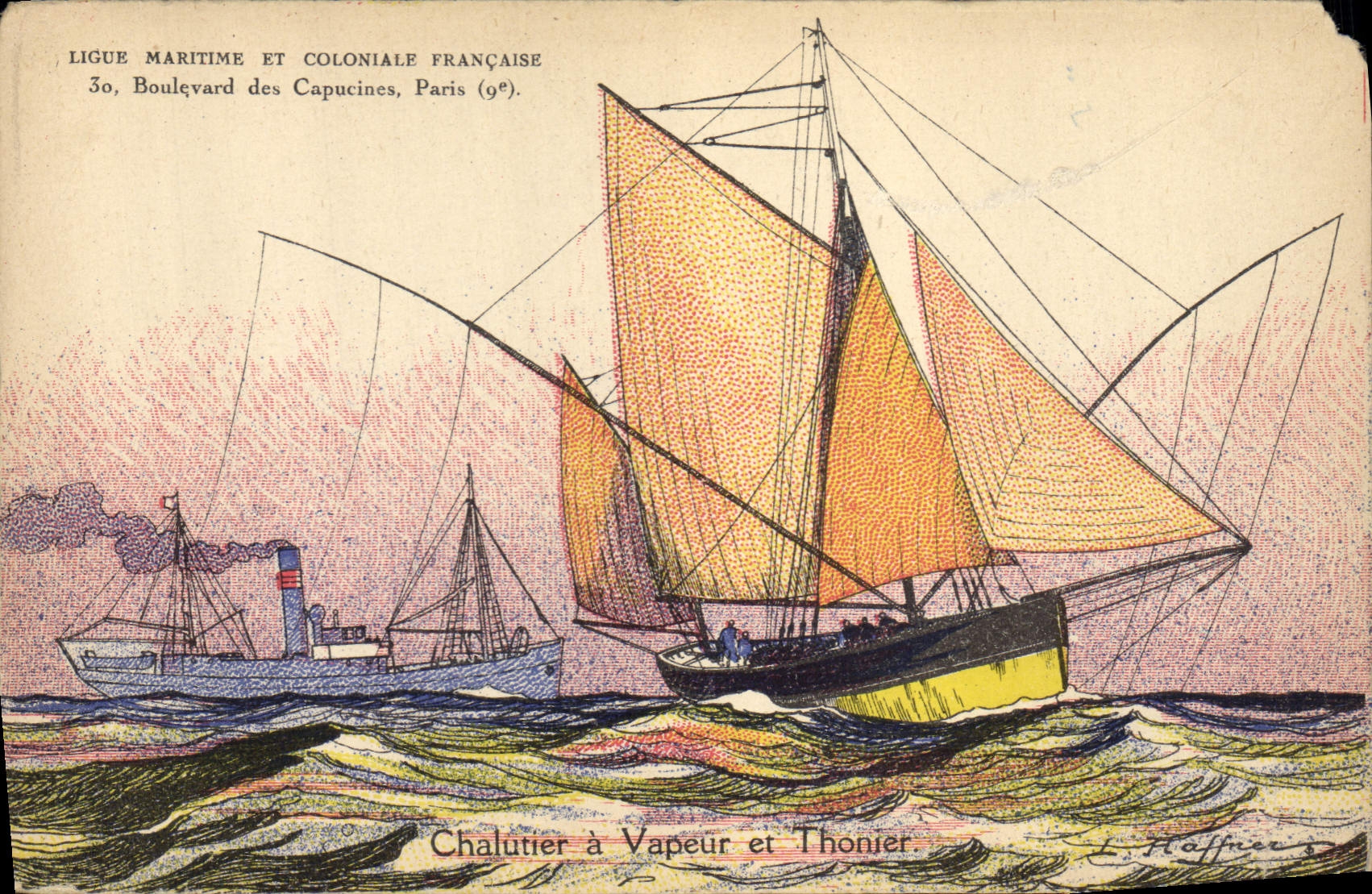 Chalutier à Vapeur et Thonier — Ligue Maritime et Coloniale Française, Paris (9e) — L. Haffrier