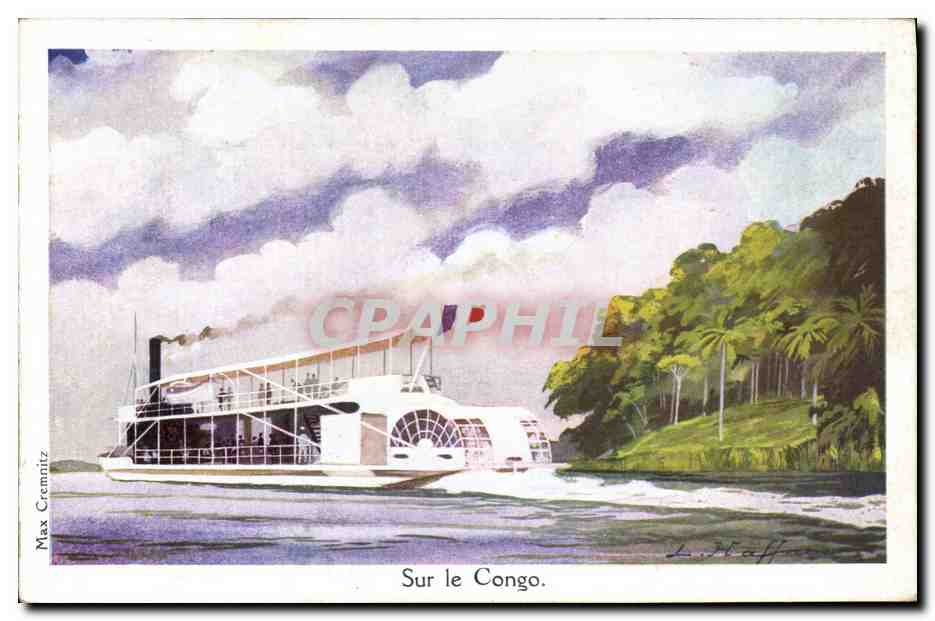 Sur le Congo — bateau à vapeur — éditeur L. Haffner, n° de série non visible