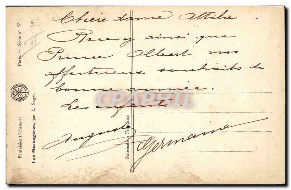 CPA Bateau Illustrateur Xavier Sager Femme — Rückseite