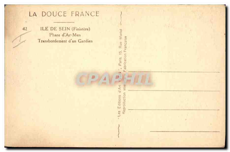 CPA Phare d'Ar Men Transbordement d'un gardien ile de Sein — Rückseite