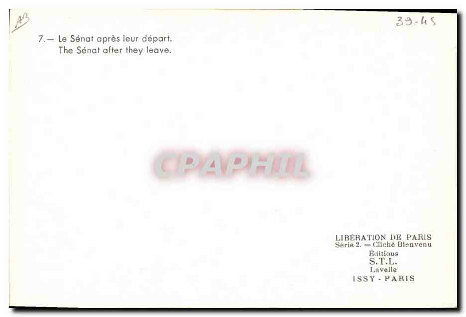 Sénat après leur départ — Libération de Paris — Éditions S.T.L. Issy-Paris — Achterkant
