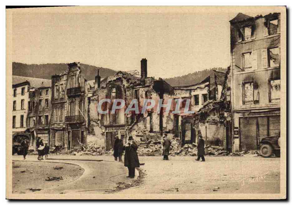 Saint-Dié (Vosges) — Incendie volontaire de la ville par les Allemands — Place Saint-Martin — Édition Loos, Saint-Dié