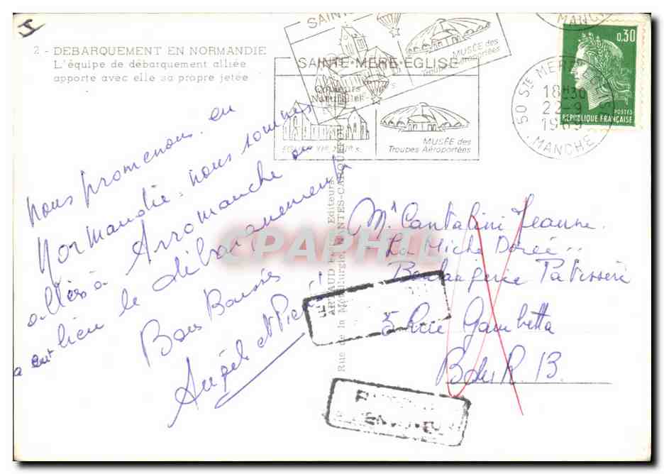 CPM Militaria Debarquement en Normandie L'equipe de debarquement alliee apporte avec elle sa propre jetee — Verso