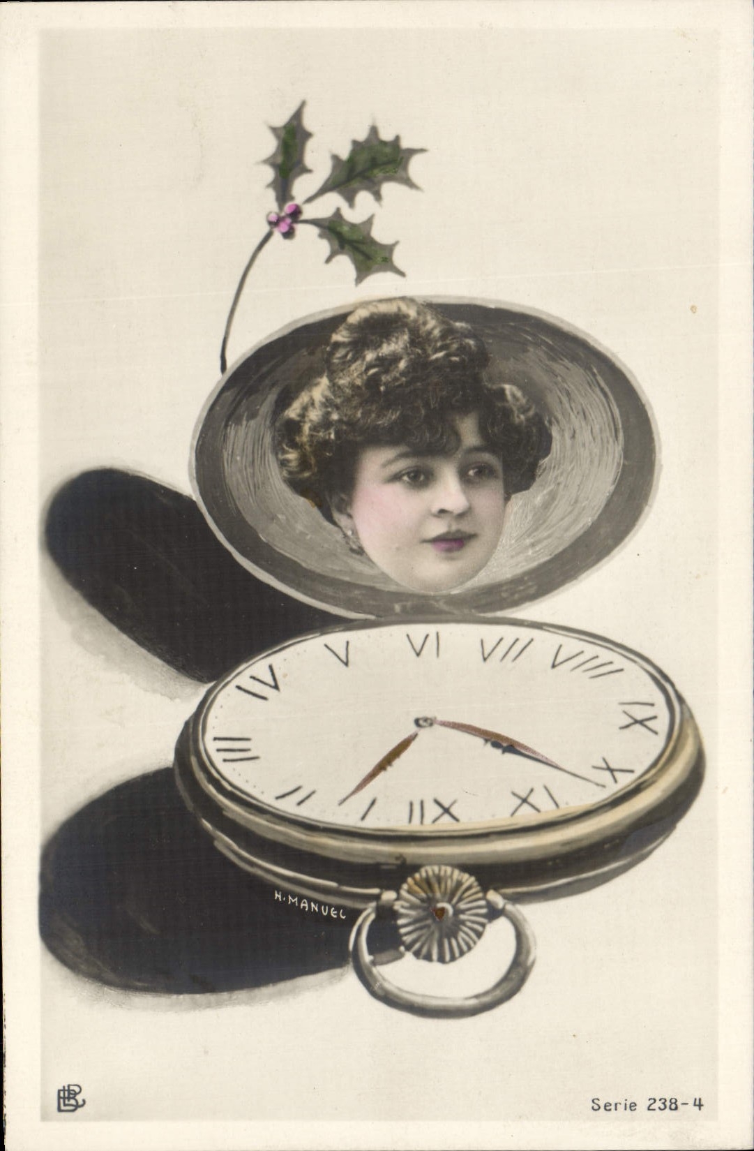 Femme dans une montre-bracelet — houx — H. Manuel, Série 238-4