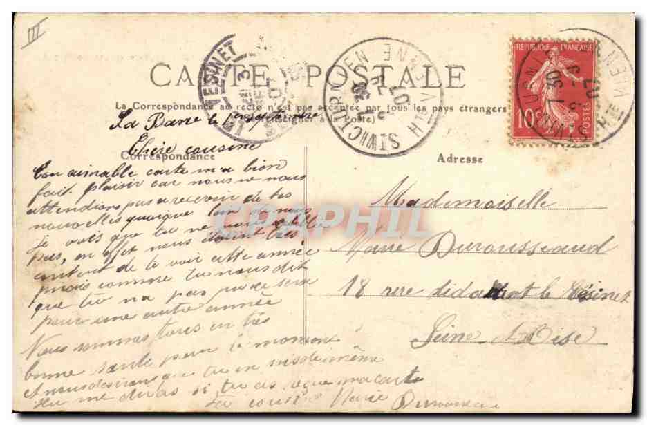 CPA Folklore Limousin Etude serieuse de tricot Enfants Chat chaton — Verso