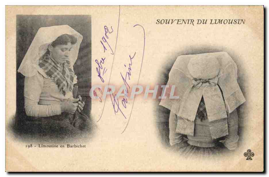 CPA Folklore Limousin Limousine en Barbichet