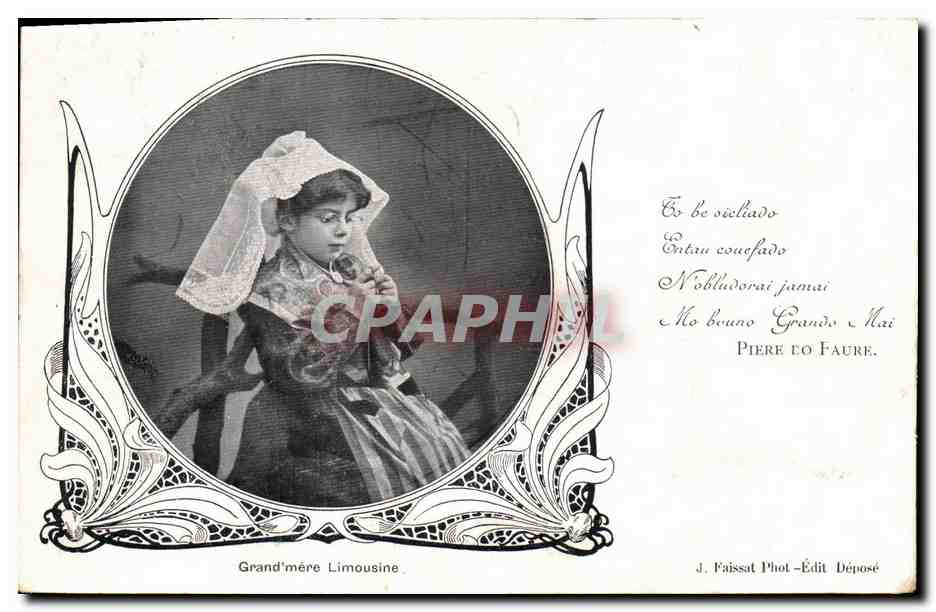 CPA Folklore Grand mere Limousine Enfant