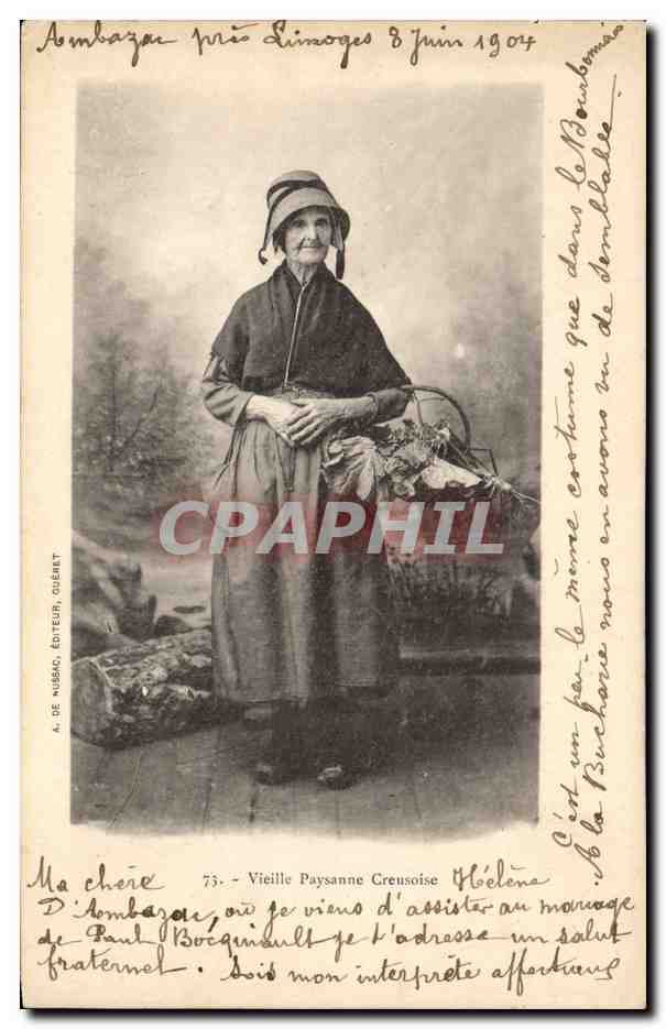 CPA Folklore Vieille paysanne Creusoise