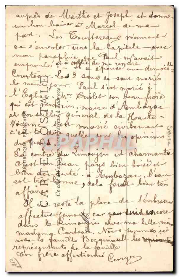CPA Folklore Vieille paysanne Creusoise — Verso