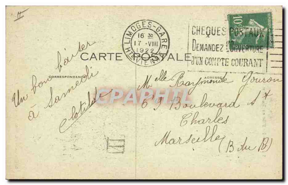CPA Folklore En Barbichet Enfant Coiffure Limousine — Verso