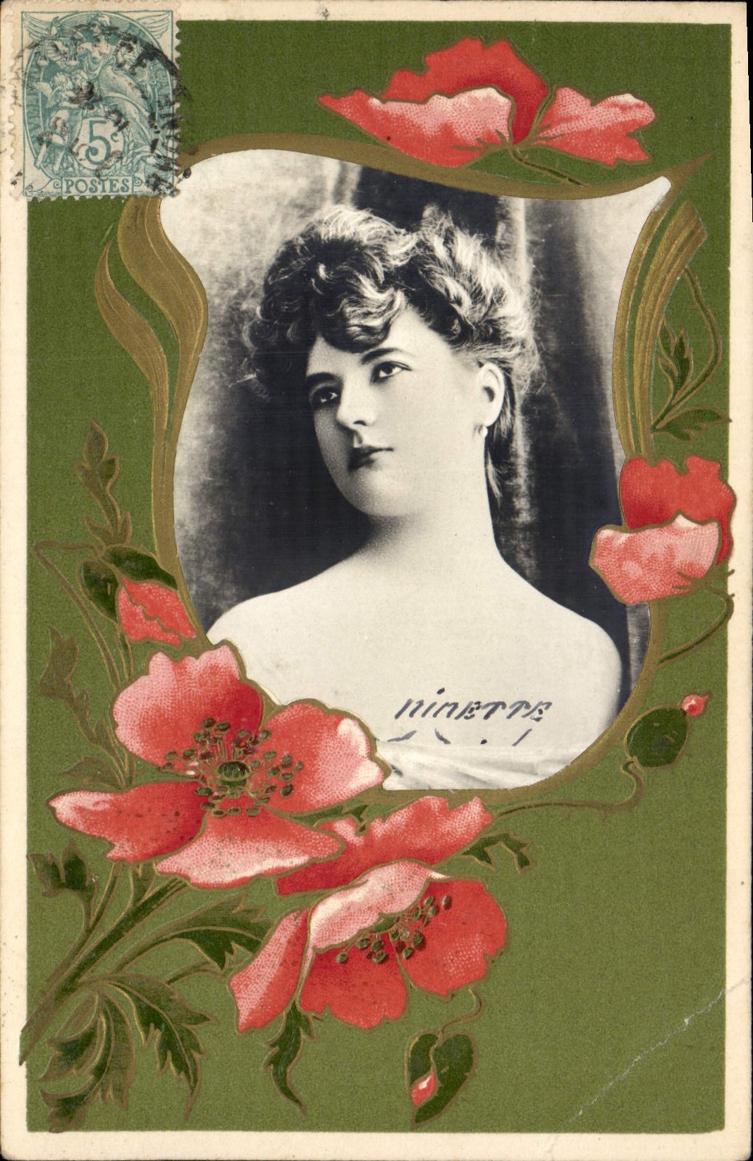 CPA Fantaisie Fleurs Femme Nimette 
