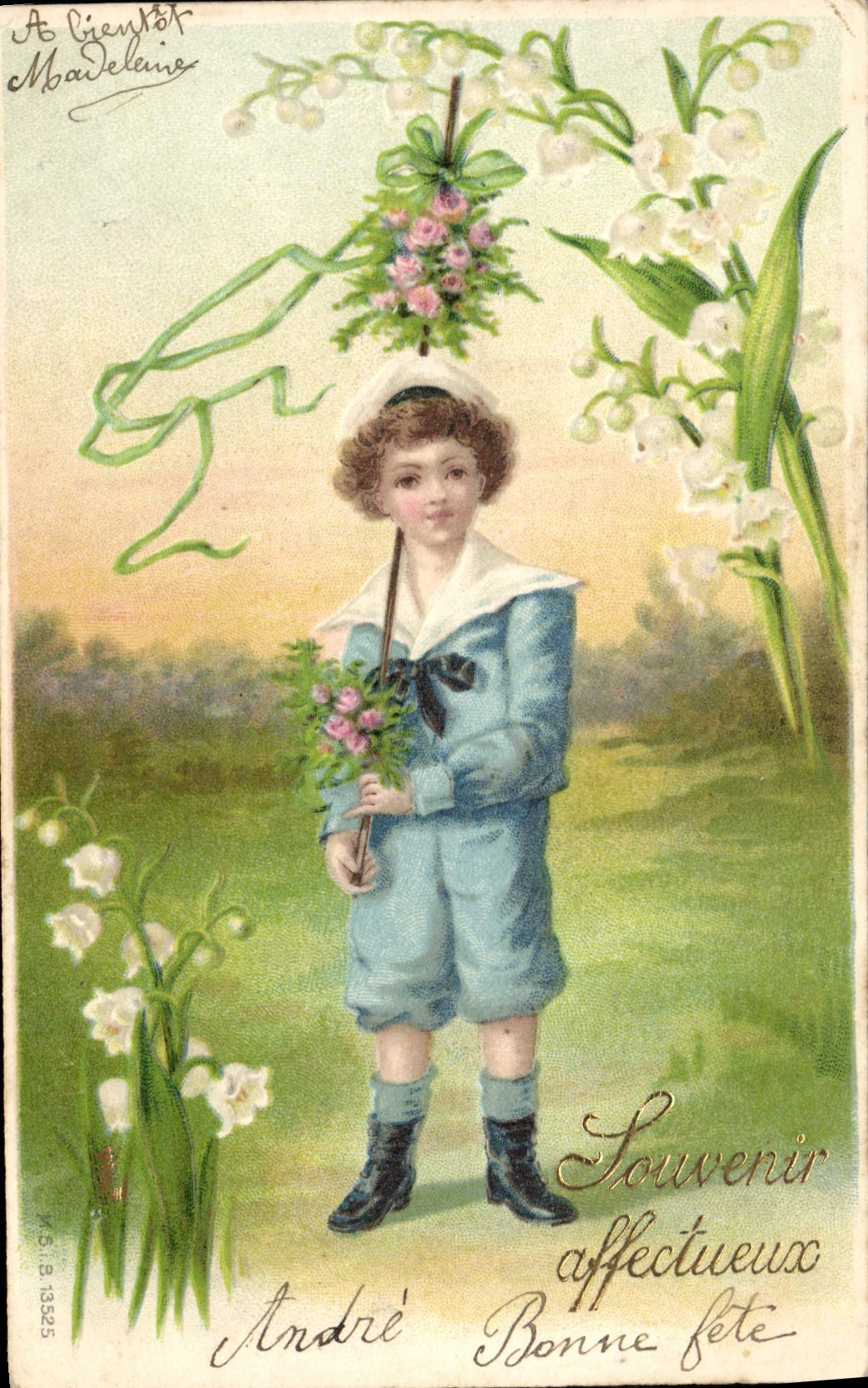 CPA Fantaisie Fleurs Enfant Muguet 