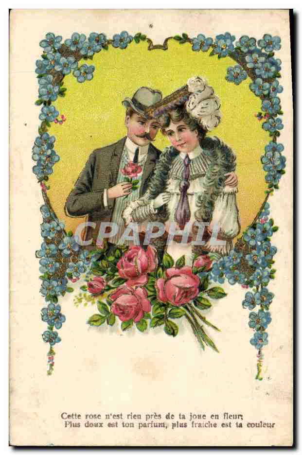 Couples amoureux — roses et fleurs — éditeur non identifié
