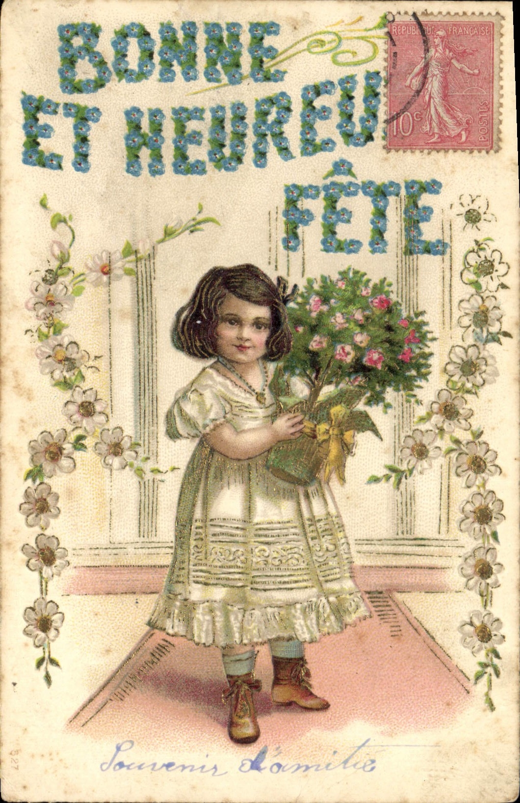 CPA Fantaisie Fleurs Enfant 