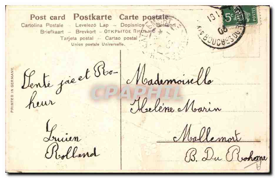 Niño que lleva una carta — Feliz Año — República Francesa, serie 692 — Reverso