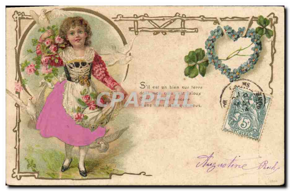 CPA Fantaisie Fleurs Enfant Colombes 
