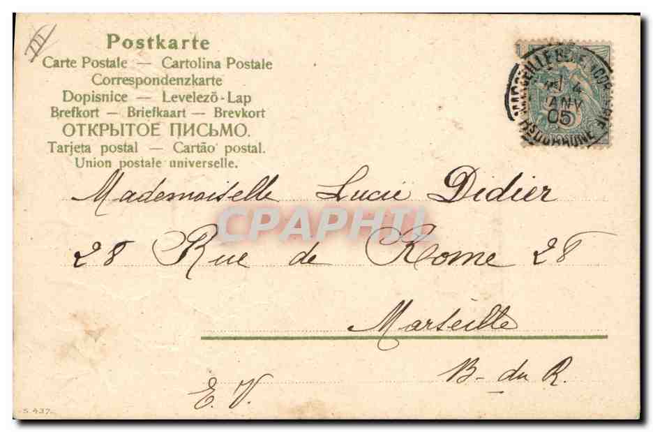 CPA Fantaisie Fleurs Annee 1905  — Verso