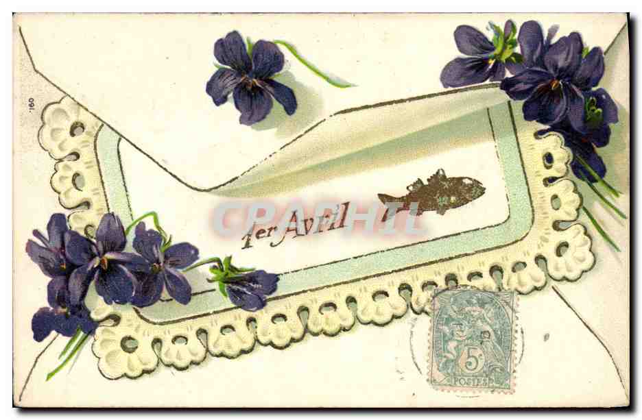 CPA Fantaisie Fleurs 1er Avril Poisson 