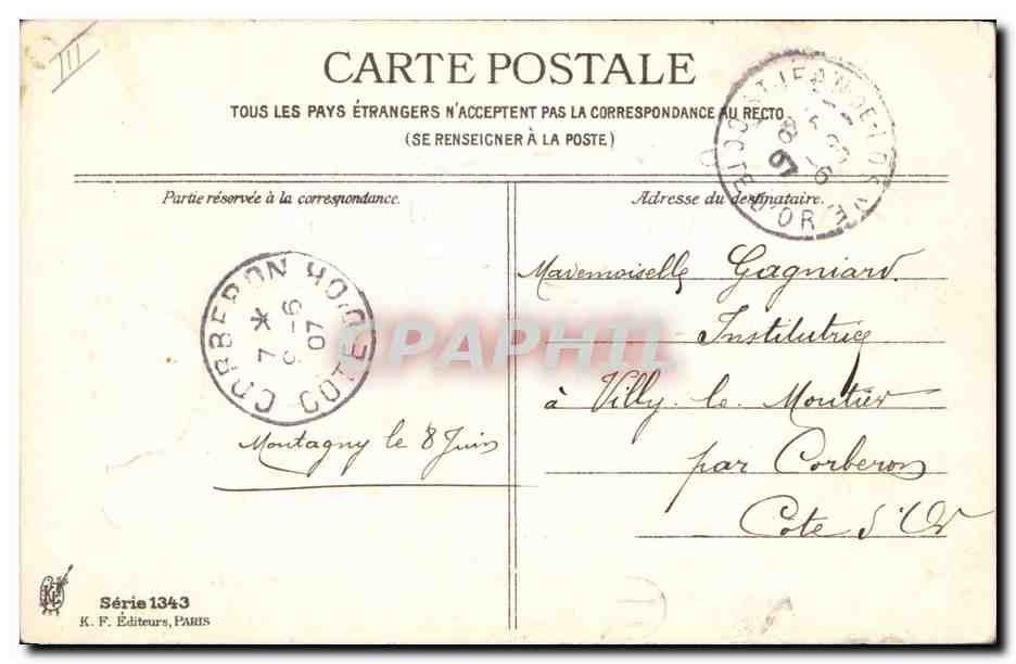 CPA Fantaisie Fleurs Enfant Oiseaux  — Verso