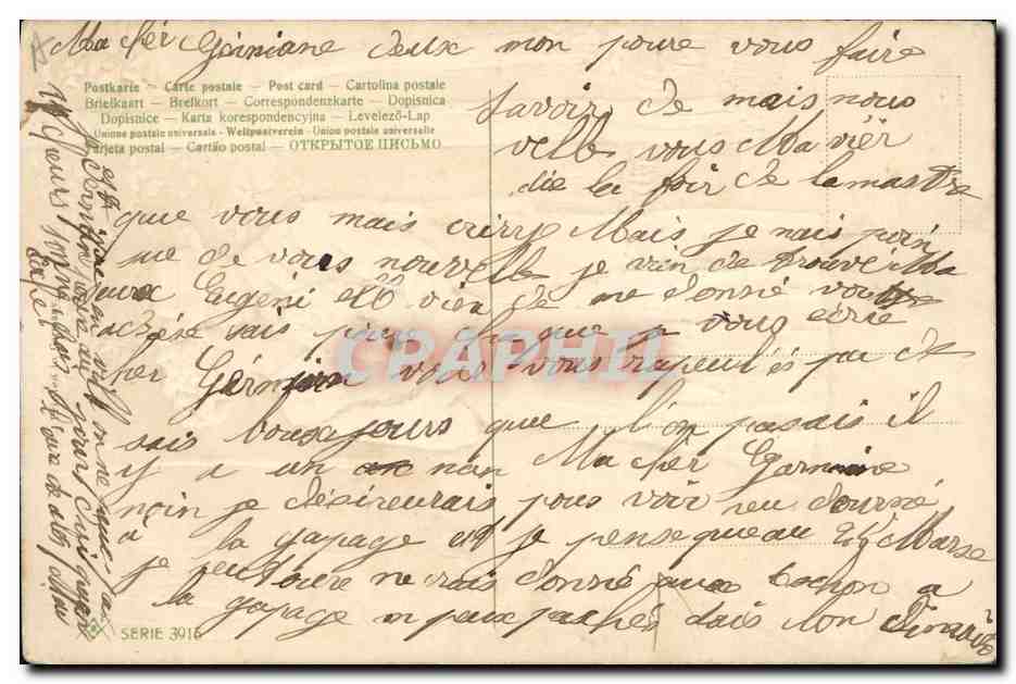 Couple en amoureux — forêt de bouleaux — éditeur Bouteille, série 3010 — Achterkant