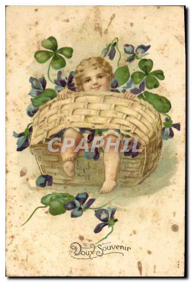 CPA Fantaisie Fleurs Enfant Trefles 