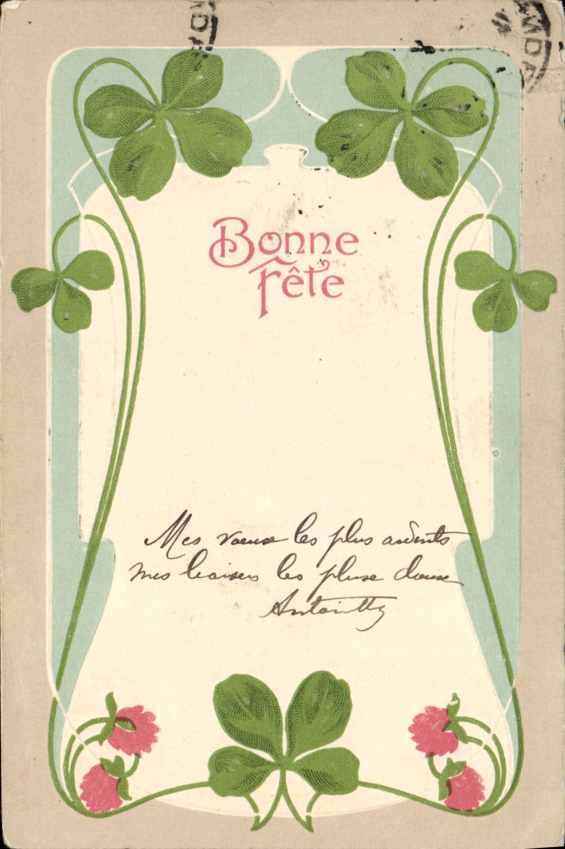 CPA Fantaisie Fleurs Trefles 