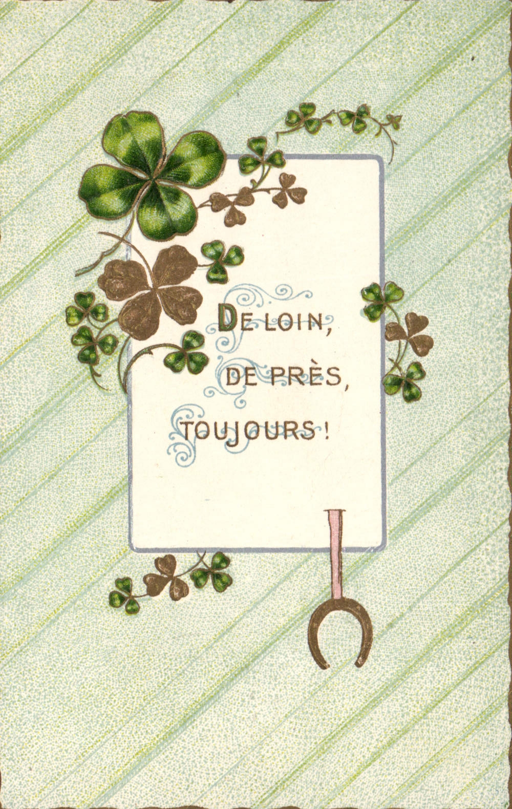 CPA Fantaisie Fleurs Trefle Fer a cheval 