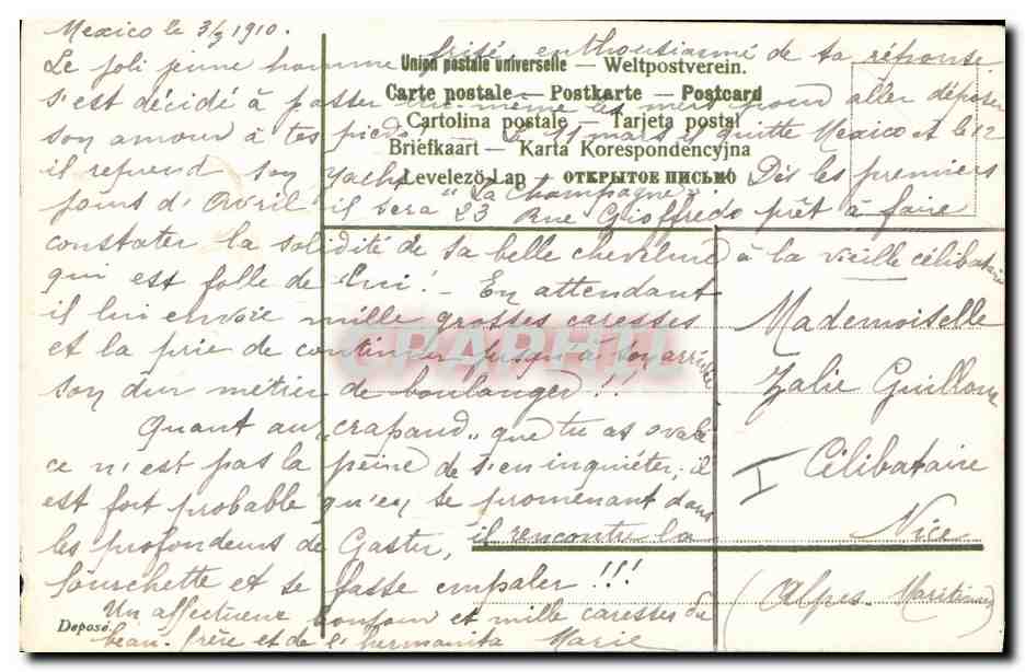 CPA Fantaisie Fleurs Trefle Fer a cheval  — Rückseite