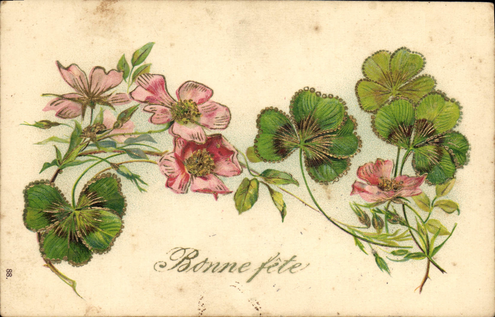 CPA Fantaisie Fleurs Trefles 