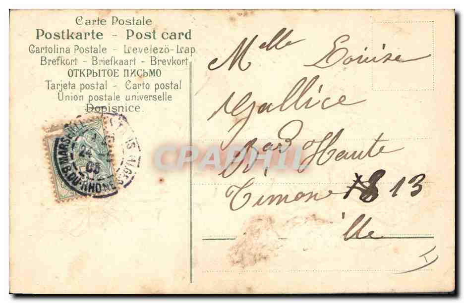 CPA Fantaisie Fleurs Trefles  — Verso