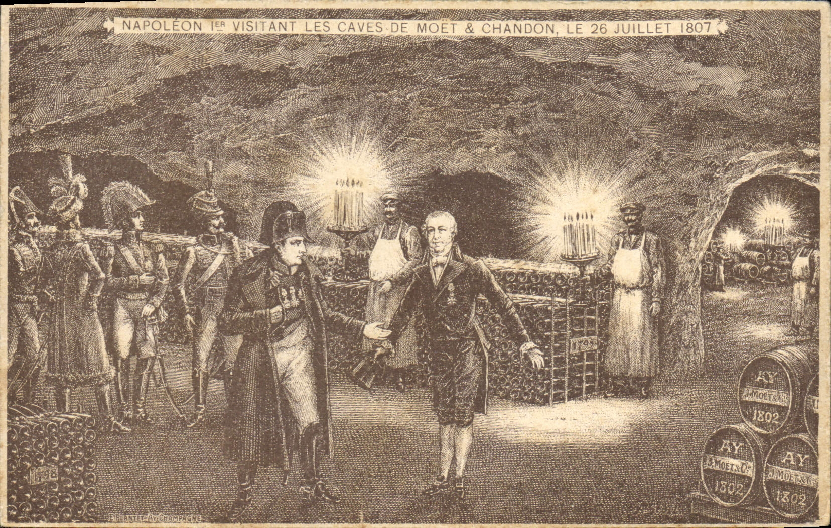CPA Folklore Vin Vendange Champagne Napoleon 1er visitant les caves de Moet & Chandon
