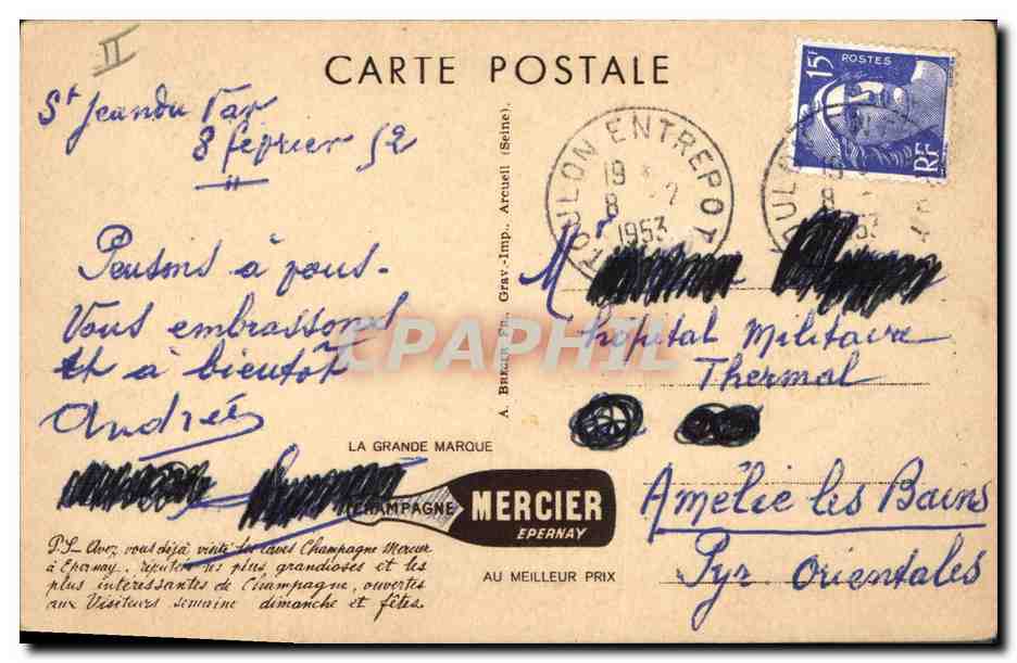CPA Folklore Vin Vendange Champagne Mercier Epernay Gros foudre — Rückseite