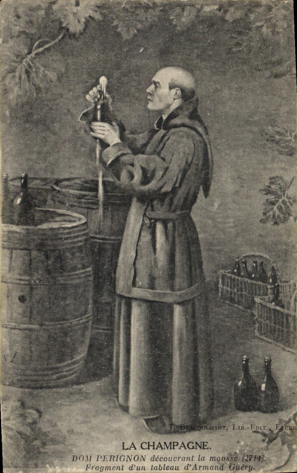 CPA Folklore Vin Vendange Champagne Dom Perignon decouvrant la mousse