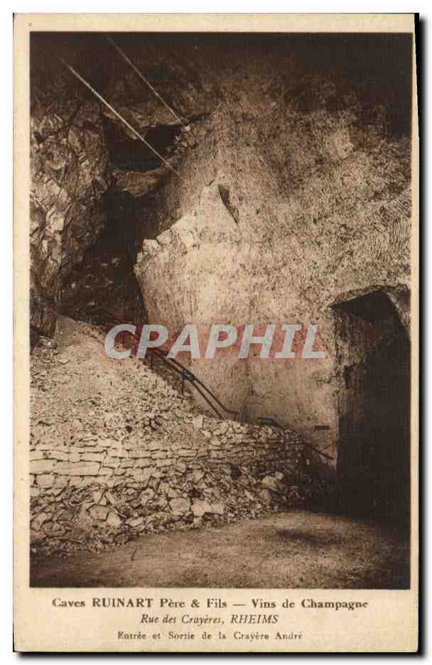 CPA Folklore Vin Vendange Champagne Caves Ruinart Pere & Fils Rue des Crayeres Rheims Entree et sortie de la crayere Andre