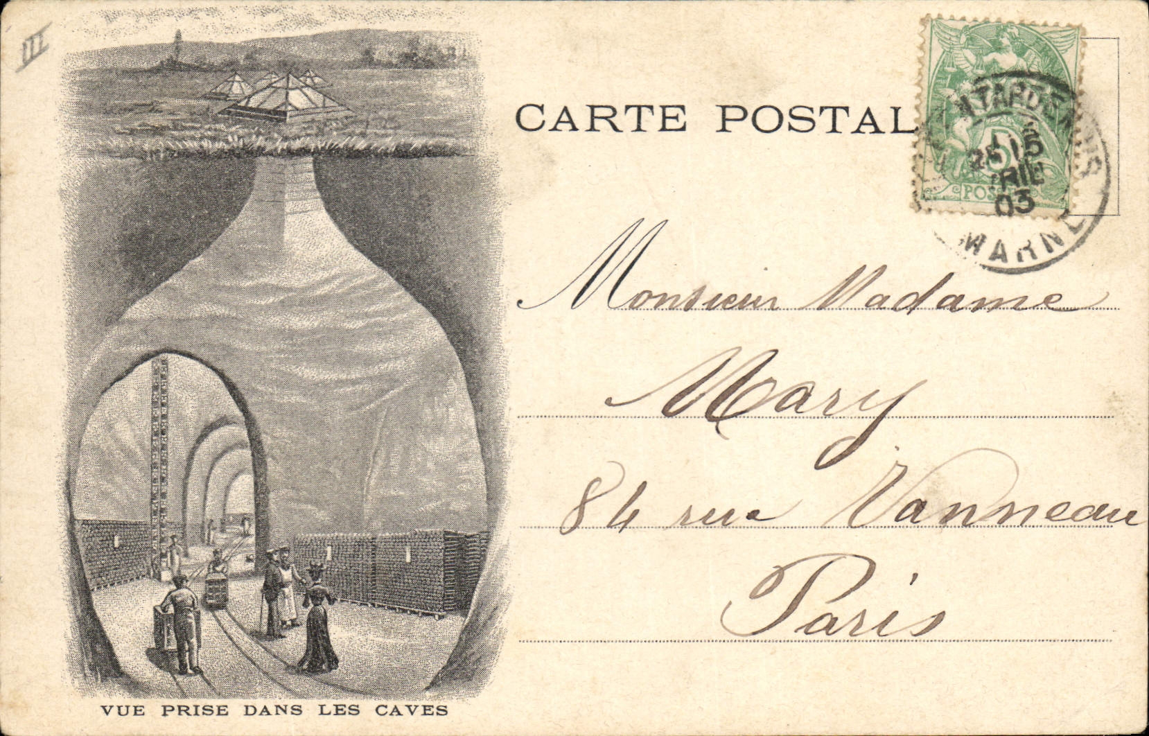 CPA Folklore Vin Vendange Champagne Reims Arc de Triomphe Vue prise dans les caves