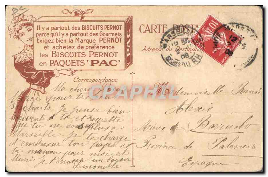 CPA Publicite Biscuits Pernot Chilienne Chili — Verso