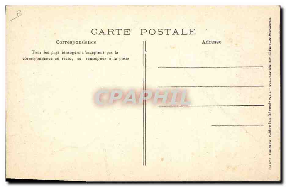Portrait du Président Fallières — activité de découpage — Grands Magasins Ramel Frères, 6 rue Gambetta, Bourg — Verso