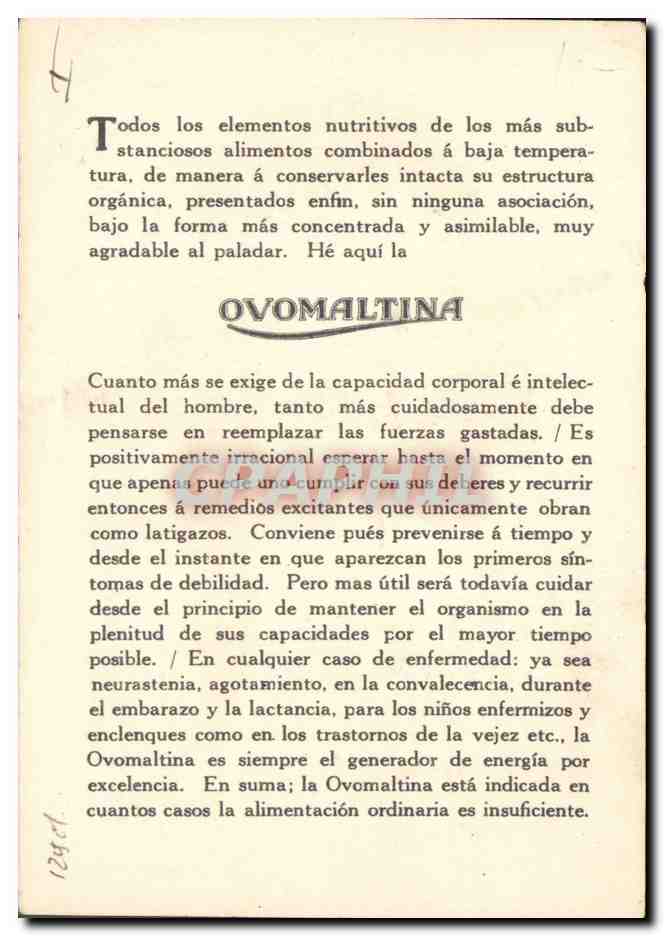 CPA Publicite Ovomaltina — Rückseite
