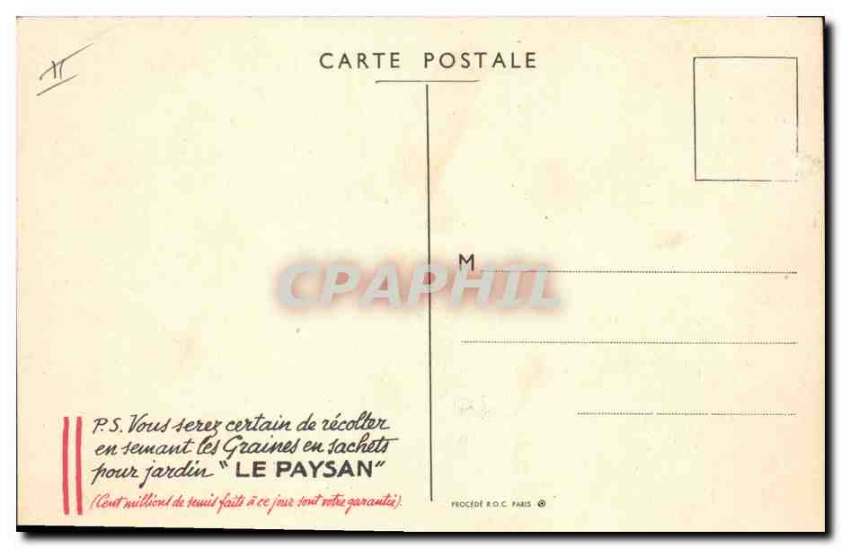 CPA Publicite Reine de Paris 1937 La Paysan — Rückseite