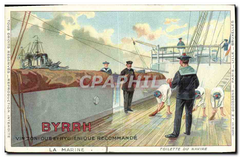 CPA Publicite Byrrh Vin tonique La marine Toilette du navire Bateau