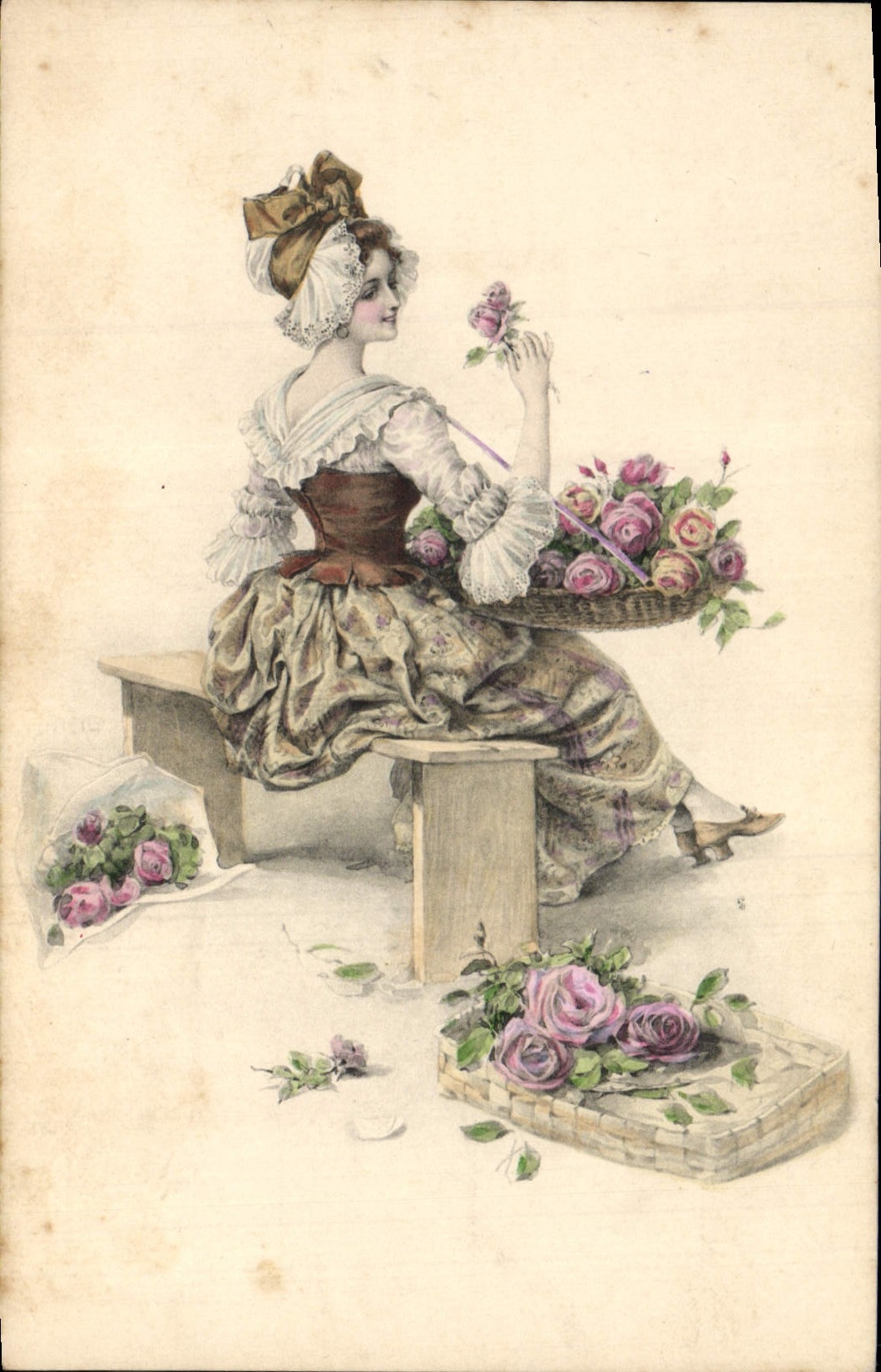 CPA Fantaisie Illustrateur Femme 