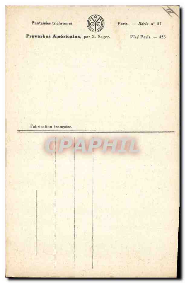 CPA Fantaisie Illustrateur Xavier Sager Femme Les affaires sont les affaires Militaria — Rückseite