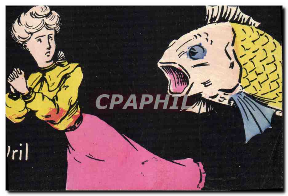 CPA Fantaisie Illustrateur Xavier Sager Femme Femme Poisso 1er Avril