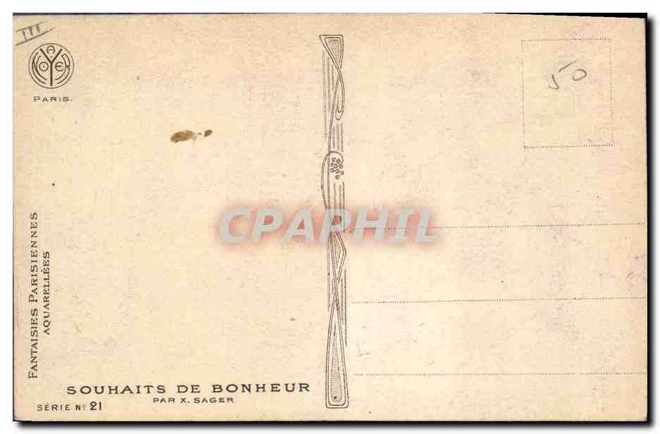CPA Fantaisie Illustrateur Xavier Sager Femme Bonen annee — Rückseite